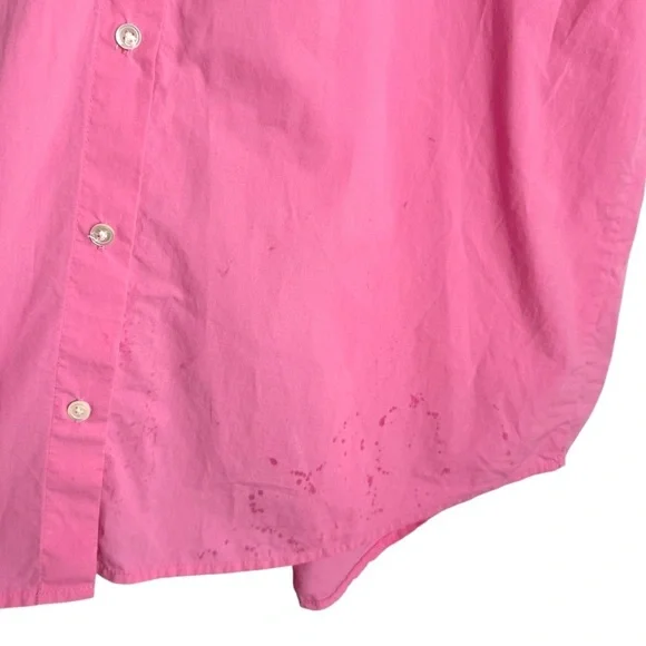 Rails JoJo Hot Pink Oversized Button Down Blouse Women’s XS Cuffed Short Sleeve - Picture 7 of 12
